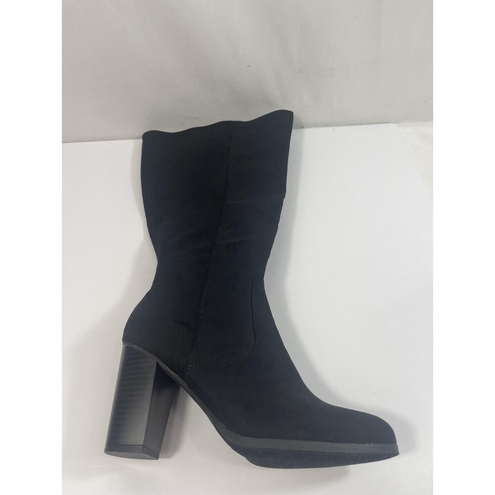 Style&Co Boots Womens Size 8 Black ADDYYF Wide Calf Faux Suede Block Heel - Picture 4 of 13